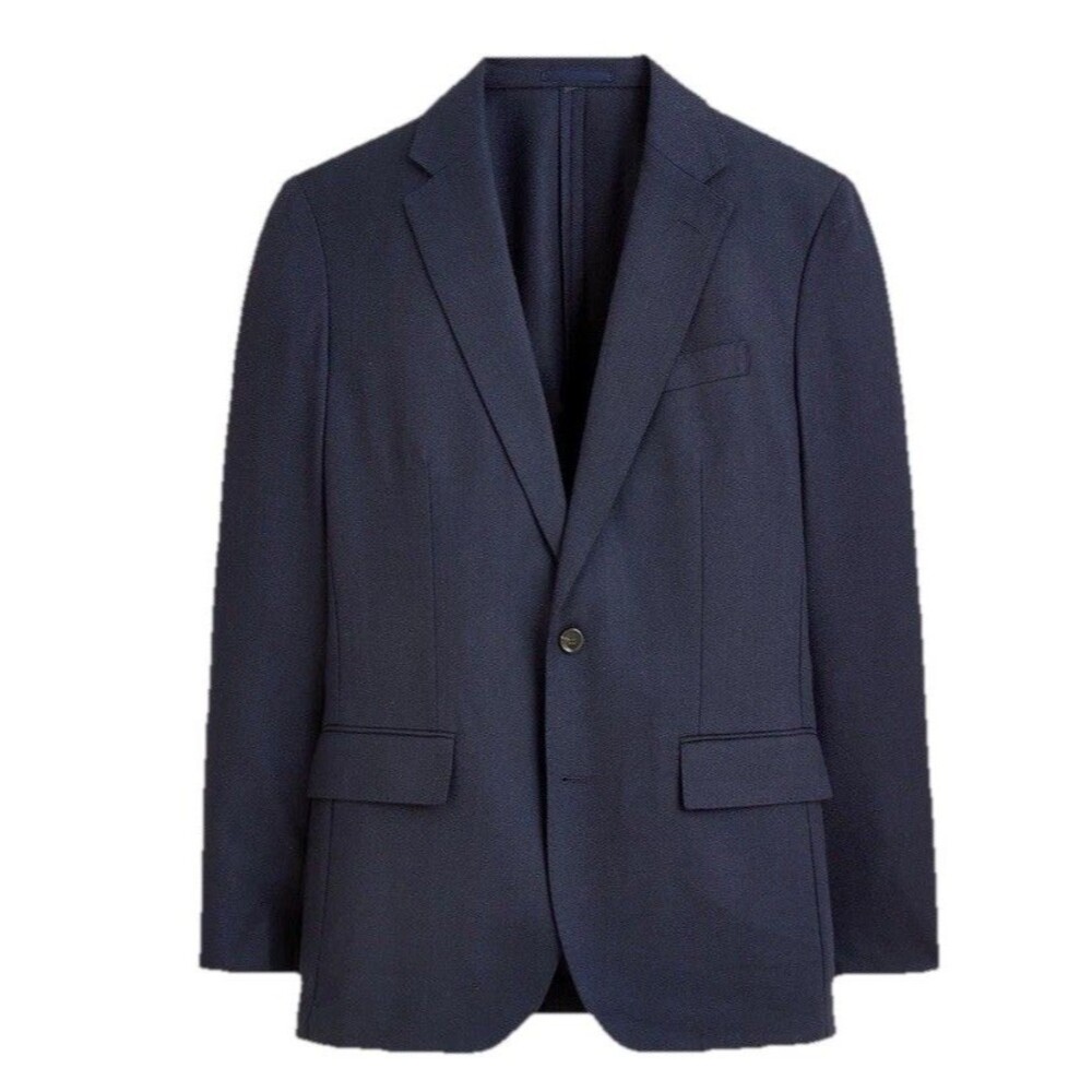 J.Crew Ludlow Suit Jacket Mens 38R Navy Cotton Wool Slim Blazer Business